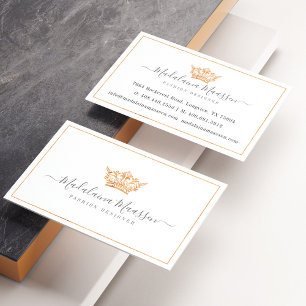 Elegant Copper Royal Blommigt & Foliage Krona Logo Visitkort