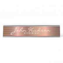 Elegant Copper Script Modern Desk Namn Plate