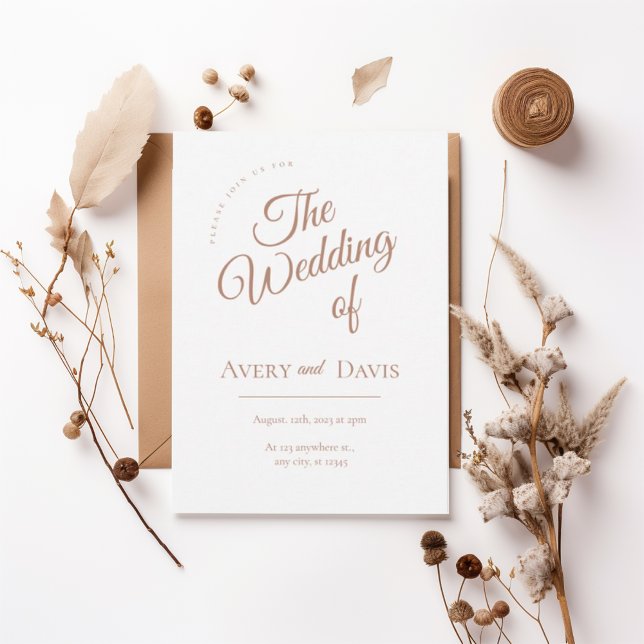 Elegant Copper Script Wedding Invitation Inbjudningar (Skapare uppladdad)