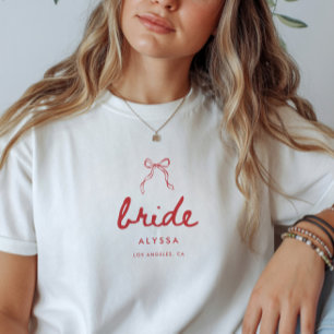 Elegant Coquette-båge Anpassad Brud Möhippa T Shirt