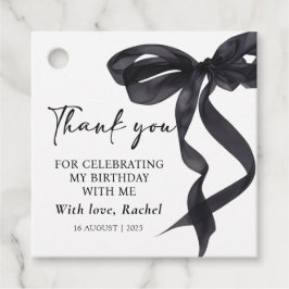 Elegant Coquette Black Bow Birthday-favorittaggar Gåvor Etiketter