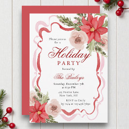 Elegant Coquette Blommigt jul Party Inbjudningar