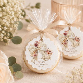 Elegant Coquette Bow Blommig Baby Shower Tack tack Gåvor Etiketter
