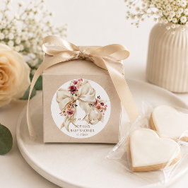 Elegant Coquette Bow Blommig Baby Shower Tack tack Runt Klistermärke
