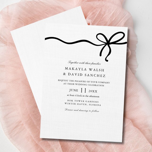 Elegant Coquette Bow Bow-inbjudan Inbjudningar (Elegant Coquette Bow Wedding Invitation)
