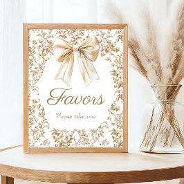 Elegant Coquette Bow Chinoiserie Baby Shower Poster