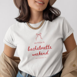 Elegant Coquette Bow Custom Bachelorette Weekend T Shirt