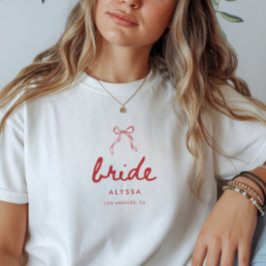 Elegant Coquette Bow Custom Bride Bachelorette T Shirt