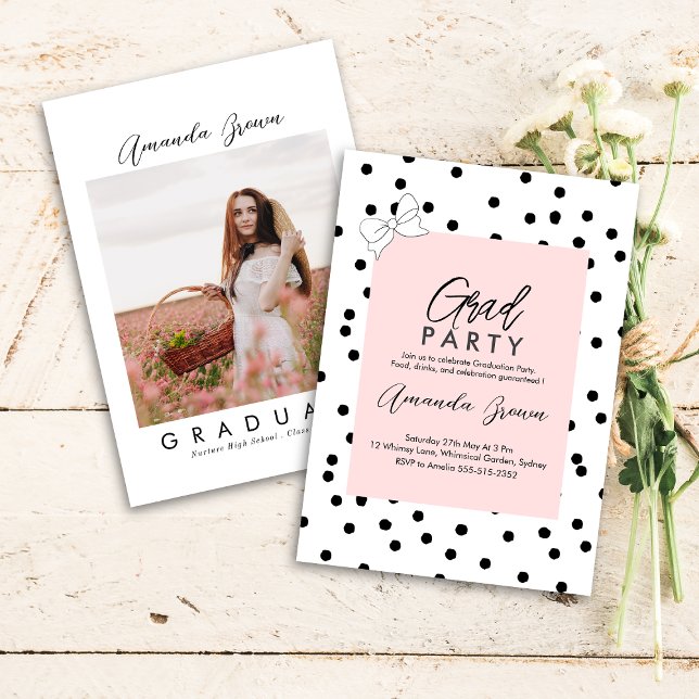 Elegant Coquette Bow studentfest 2025 Inbjudningar (Skapare uppladdad)