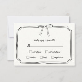 Elegant Coquette Hand Drawn Bow Timless Bröllop OSA Kort