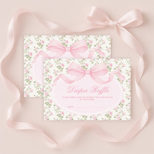 Elegant Coquette Rosa Båge Blöja Lotteri Tilläggskort