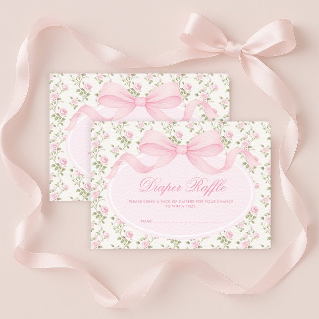 Elegant Coquette Rosa Båge Blöja Lotteri Tilläggskort (Skapare uppladdad)