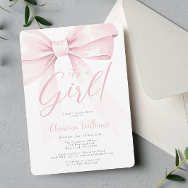 Elegant coquette rosa bow Baby dusch Inbjudningar