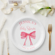 Elegant Coquette Rosa Bow Baby Shower Girl