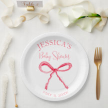 Elegant Coquette Rosa Bow Baby Shower Girl