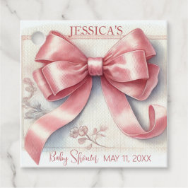Elegant Coquette Rosa Bow Baby Shower Girl Gåvor Etiketter