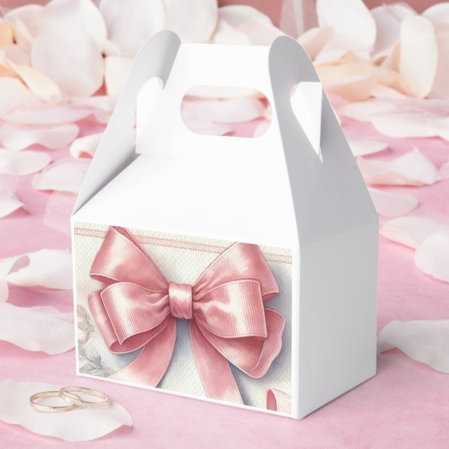 Elegant Coquette Rosa Bow Baby Shower Girl Presentaskar (Bröllop)