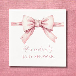Elegant Coquette Rosa Bow Baby Shower Pappersservett