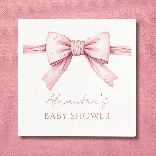 Elegant Coquette Rosa Bow Baby Shower Pappersservett (Skapare uppladdad)