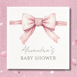 Elegant Coquette Rosa Bow Baby Shower Pappersservett