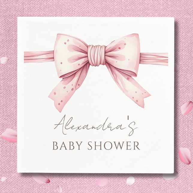 Elegant Coquette Rosa Bow Baby Shower Pappersservett (Skapare uppladdad)