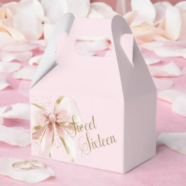 Elegant Coquette Rosa & Guld Båge Sweet 16 Presentaskar