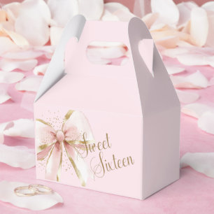 Elegant Coquette Rosa & Guld Båge Sweet 16 Presentaskar