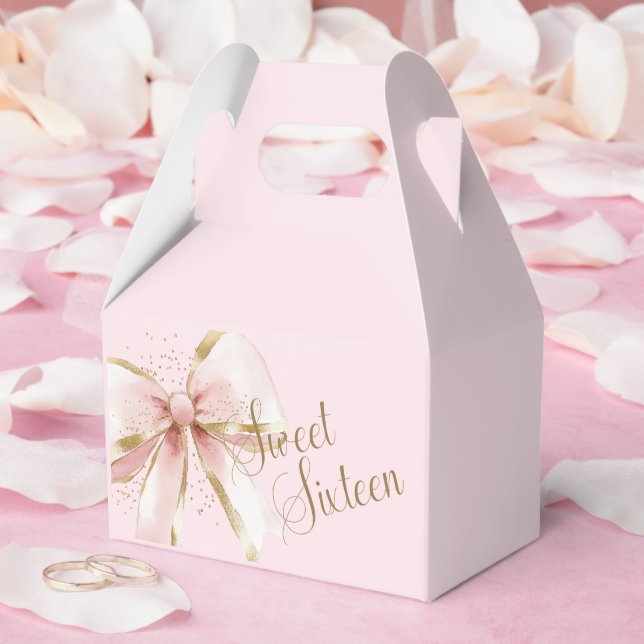 Elegant Coquette Rosa & Guld Båge Sweet 16  Presentaskar (Bröllop)