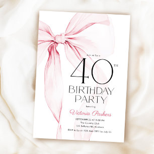 Elegant Coquette Rosa Slinga 40-årsdag Inbjudningar