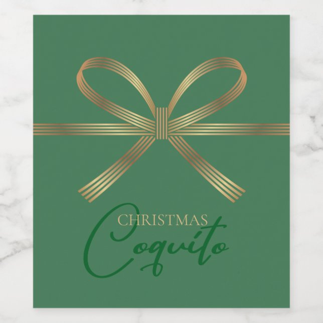 Elegant Coquito Bow Vinflaska Etikett (Singel etikett)