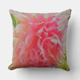 Elegant Coral and Rosa Decorative Dahlia Kudde