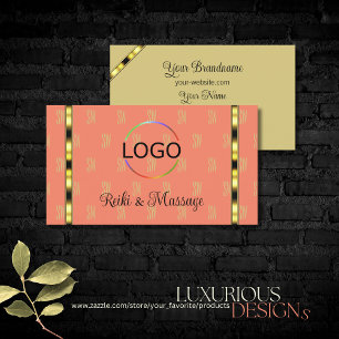 Elegant Coral Beige med Logotyp Patterned Brev Visitkort