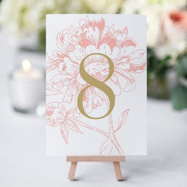 Elegant Coral Blommigt Peony Bröllop Bordsnummer