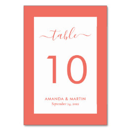 Elegant Coral Bröllop Bordsnummer