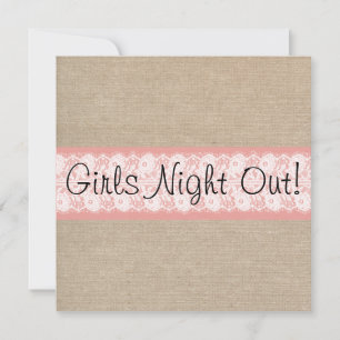 Elegant Coral Burlap Snöre Girls Nio ut Inbjudan
