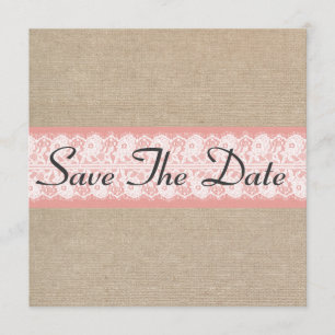 Elegant Coral Burlap Snöre Spara datum Datumet