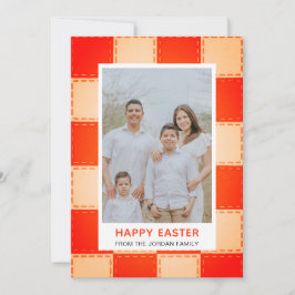 Elegant Coral & Cream Pattern Happy Easter Photo Julkort