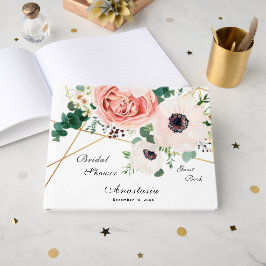 Elegant Coral Flowers Möhippa Blommigt Anpassnings Gästböcker