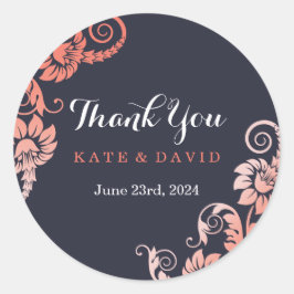 Elegant Coral och Blue Tack Stickers Runt Klistermärke