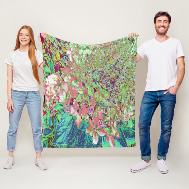 Elegant Coral och Chartreuse Limelight Hydrangea Fleecefilt (På plats)