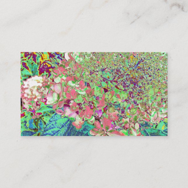 Elegant Coral och Chartreuse Limelight Hydrangea Visitkort (Framsida)
