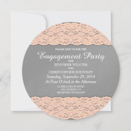 Elegant Coral och Soft Grått Snöre Design Inbjudningar