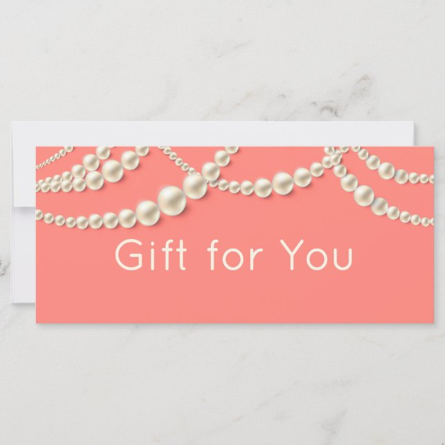 Elegant Coral & Pearl Gift Certificate (Framsida)