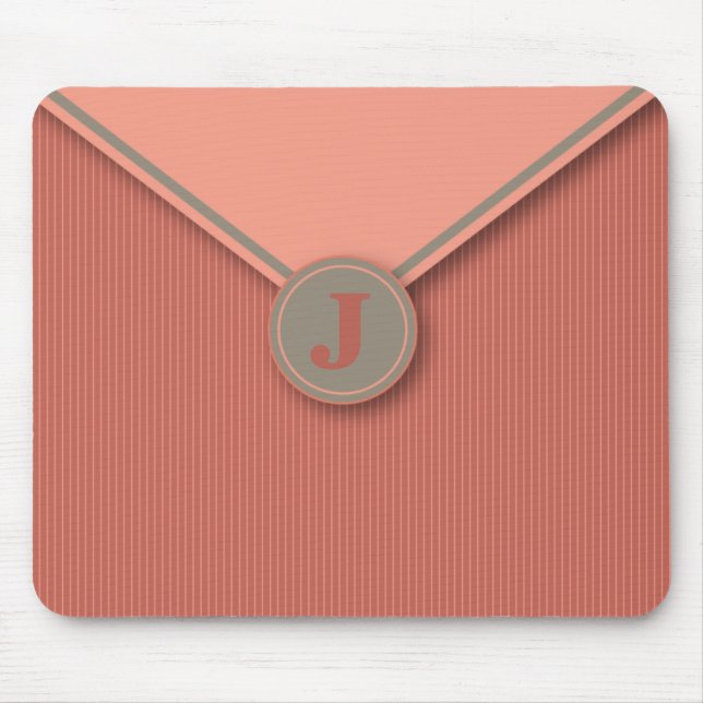 Elegant Coral Personlig Monogrammed Mousepad Musmatta (Framsidan)