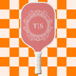 Elegant Coral Pink Ornate Monogram
