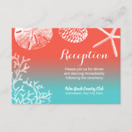 Elegant Coral Reef Beach Wedding Mottagning Inbjudningar