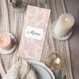 Elegant Coral Reef Wedding Menu Card Meny