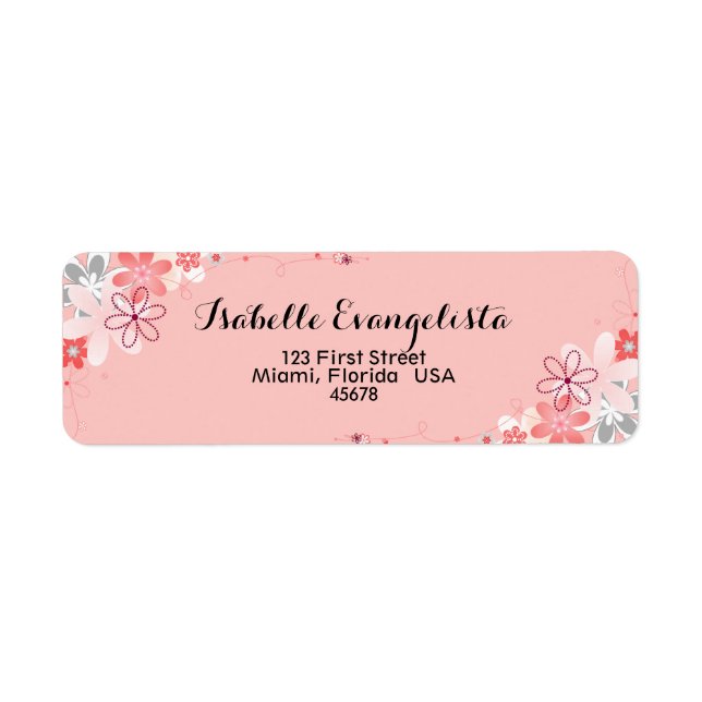 Elegant CORAL Return-adressetikett Returadress Etikett (Framsidan)