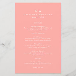 Elegant Coral Rosa Modern Budget Bröllop Menu Flygblad