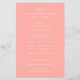 Elegant Coral Rosa Modern Budget Bröllopsprogram